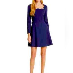 Kate Spade NY Navy Scalloped Ponte Dress- Size L